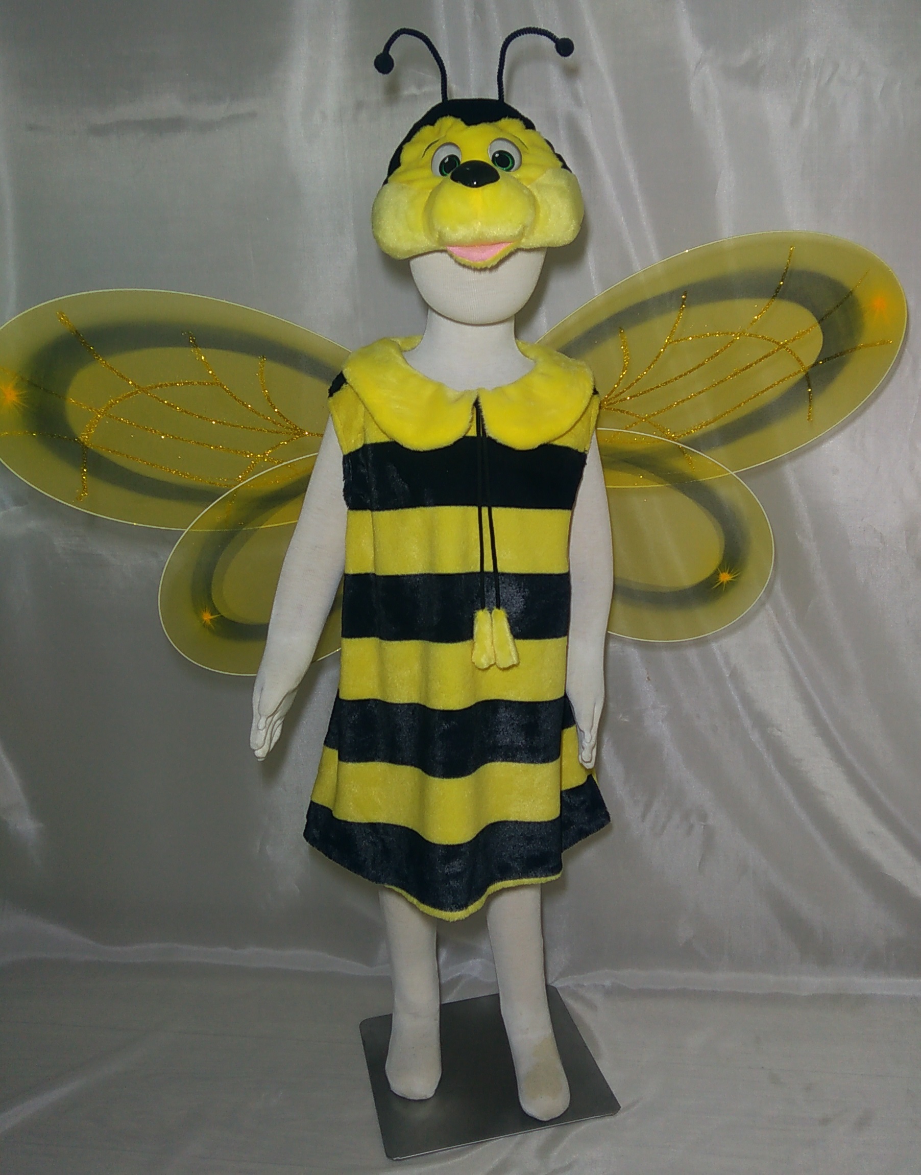 Фотография покупателя товара Карнавальный костюм «Пчёлка», платье, маска-шапочка, рост 122-128 см - Фото 1
