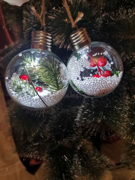 Фотография покупателя товара Набор ёлочных шаров «Зимний лес» 3 шт., батарейки, 1 LED, свечение белое
