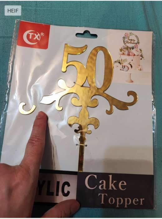 Фотография покупателя товара Топпер для торта «50», 13×18 см, цвет золото - Фото 1