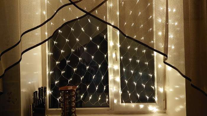 Фотография покупателя товара Гирлянда «Сеть» 1.6×1.6 м, IP20, прозрачная нить, 144 LED, 8 режимов, 220 В, свечение мульти, - Фото 4