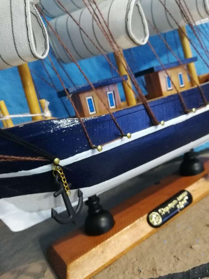 Фотография покупателя товара Корабль сувенирный средний «Фрея», борта синие, 33х31х5 см , микс - Фото 1