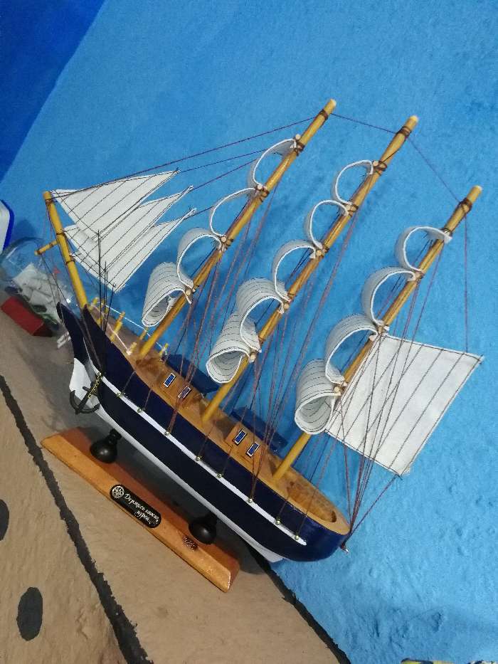 Фотография покупателя товара Корабль сувенирный средний «Фрея», борта синие, 33х31х5 см , микс - Фото 2