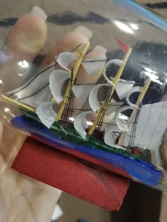Фотография покупателя товара Корабль в бутылке "Есения", треугольные паруса, микс, 14*6*8см