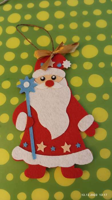 Фотография покупателя товара Ёлочная подвеска из фетра своими руками на новый год «Дед Мороз», новогодний набор для творчества