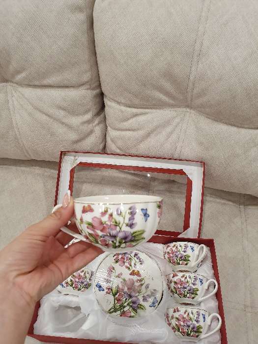 Фотография покупателя товара Сервиз керамический чайный Доляна «Колокольчики», 12 предметов: 6 чашек 180 мл, 6 блюдец d=15 см - Фото 7