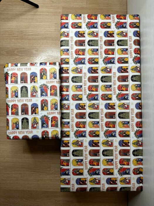 Фотография покупателя товара Бумага упаковочная крафтовая «Happy New year», 70 × 100 см - Фото 1
