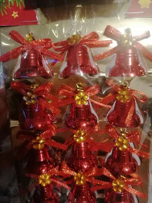 Фотография покупателя товара Украшение ёлочное "Колокольчики с бантиком" (набор 12 шт) 2 см, красный