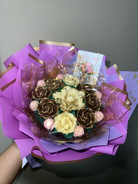 Фотография покупателя товара Пленка для цветов и букетов «Бронзовая полоса», тиффани, 57×57±1 см - Фото 11