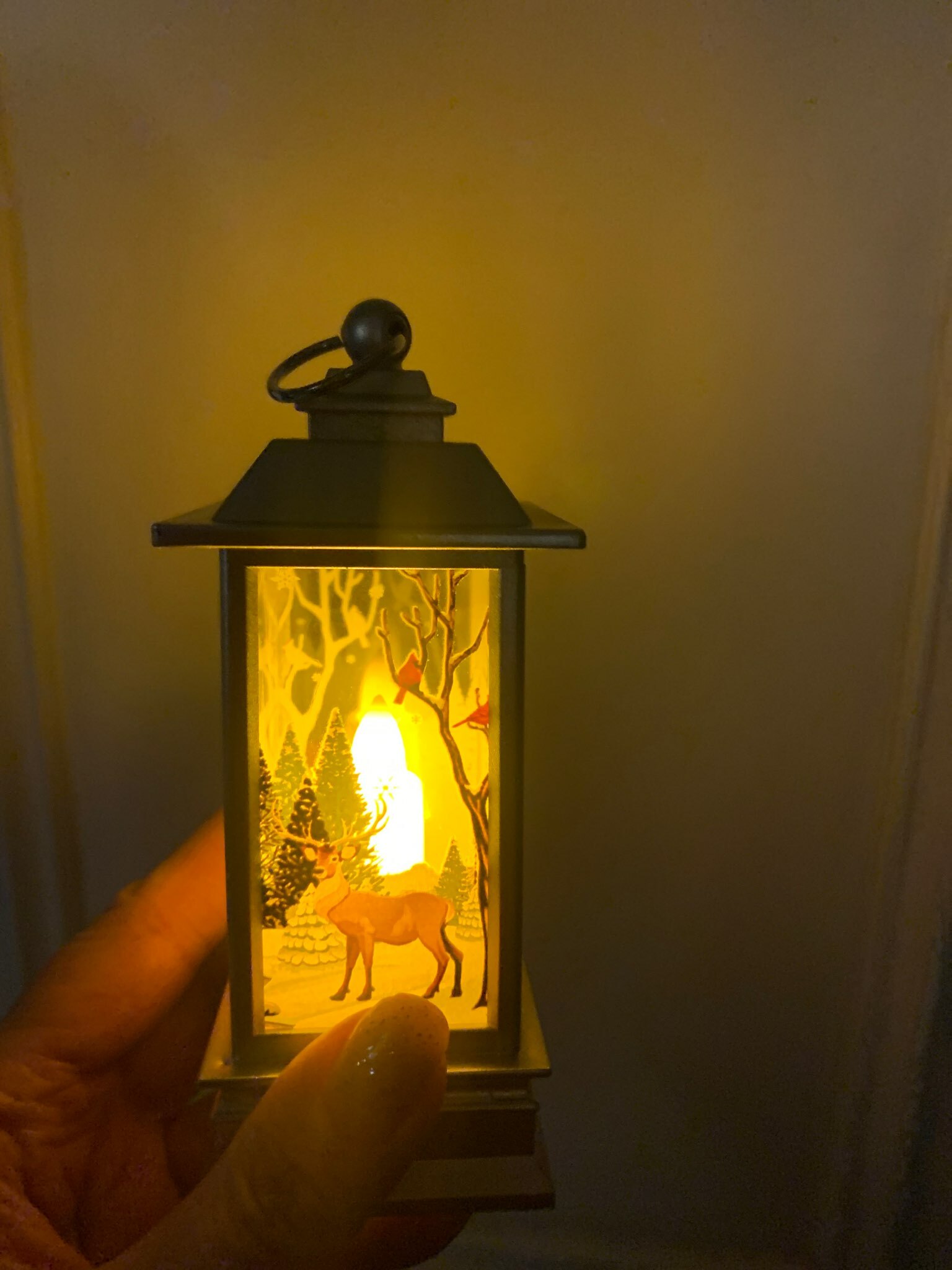 Фотография покупателя товара Светодиодная фигура «Фонарь с оленем» 5.5 × 13 × 5.5 см, пластик, батарейки AG13х3, свечение тёплое белое - Фото 2