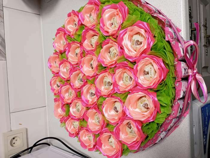 Фотография покупателя товара Лента атласная, 40 мм × 23 ± 1 м, цвет розовый персик №66