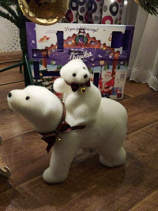 Фотография покупателя товара Светодиодная фигура «Медведица и медвежонок» 27 × 26 × 12 см, флок, батарейки ААх2 (не в комплекте), свечение тёплое белое - Фото 6