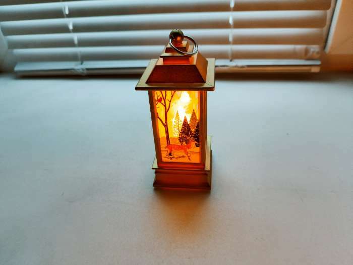 Фотография покупателя товара Светодиодная фигура «Фонарь с оленем» 5.5 × 13 × 5.5 см, пластик, батарейки AG13х3, свечение тёплое белое - Фото 1