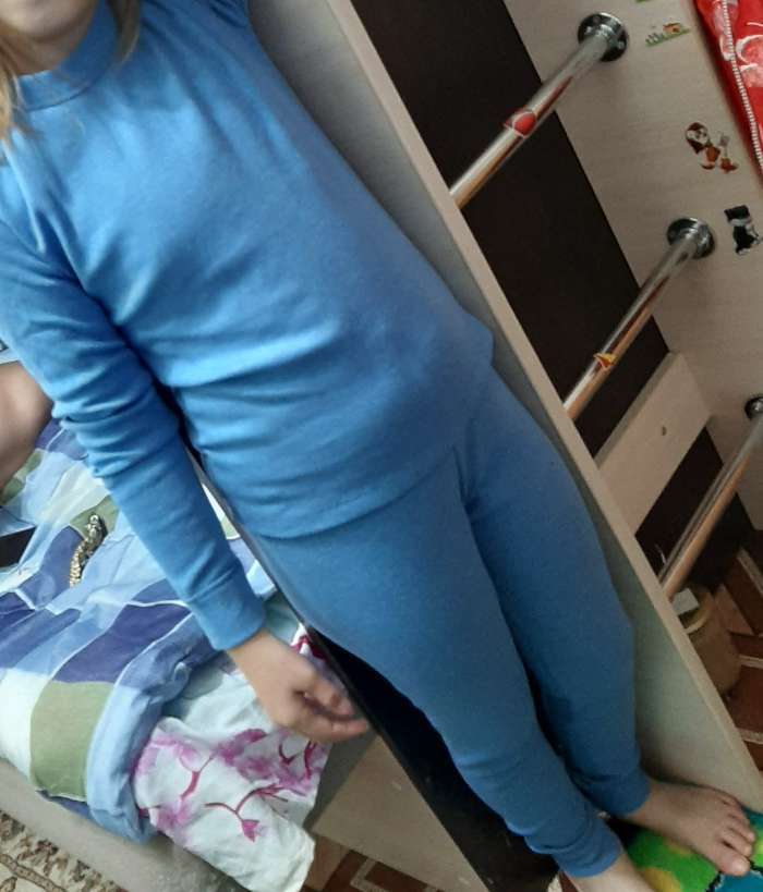 Фотография покупателя товара Термобельё для девочки (джемпер,брюки), цвет синий, рост 134 см (36)