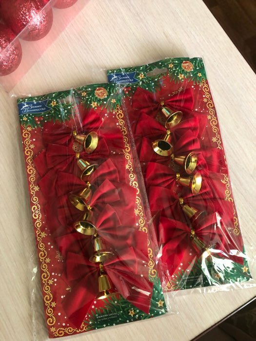 Фотография покупателя товара Ёлочные игрушки 6 шт. «Зимнее волшебство. Бантик с колокольчиком» пластик, 10 см, красны - Фото 7