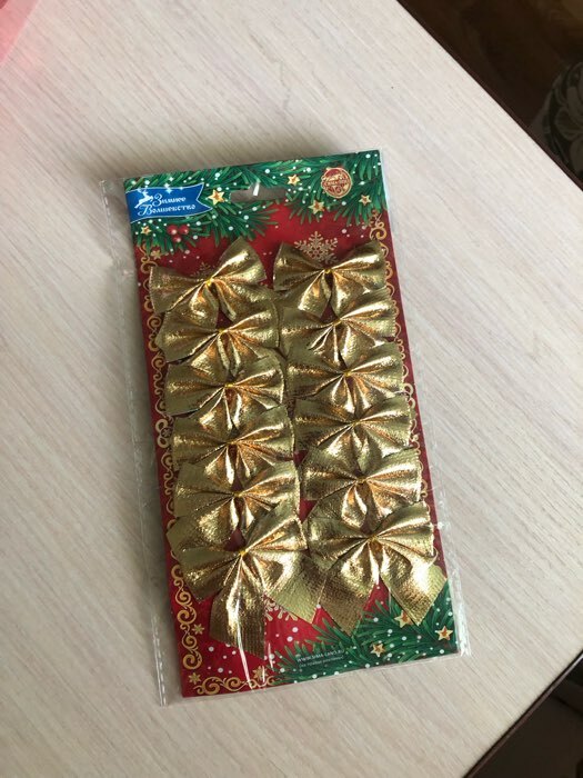 Фотография покупателя товара Ёлочные игрушки 12 шт. «Зимнее волшебство. Бантик» пластик, 5 см, золото - Фото 16