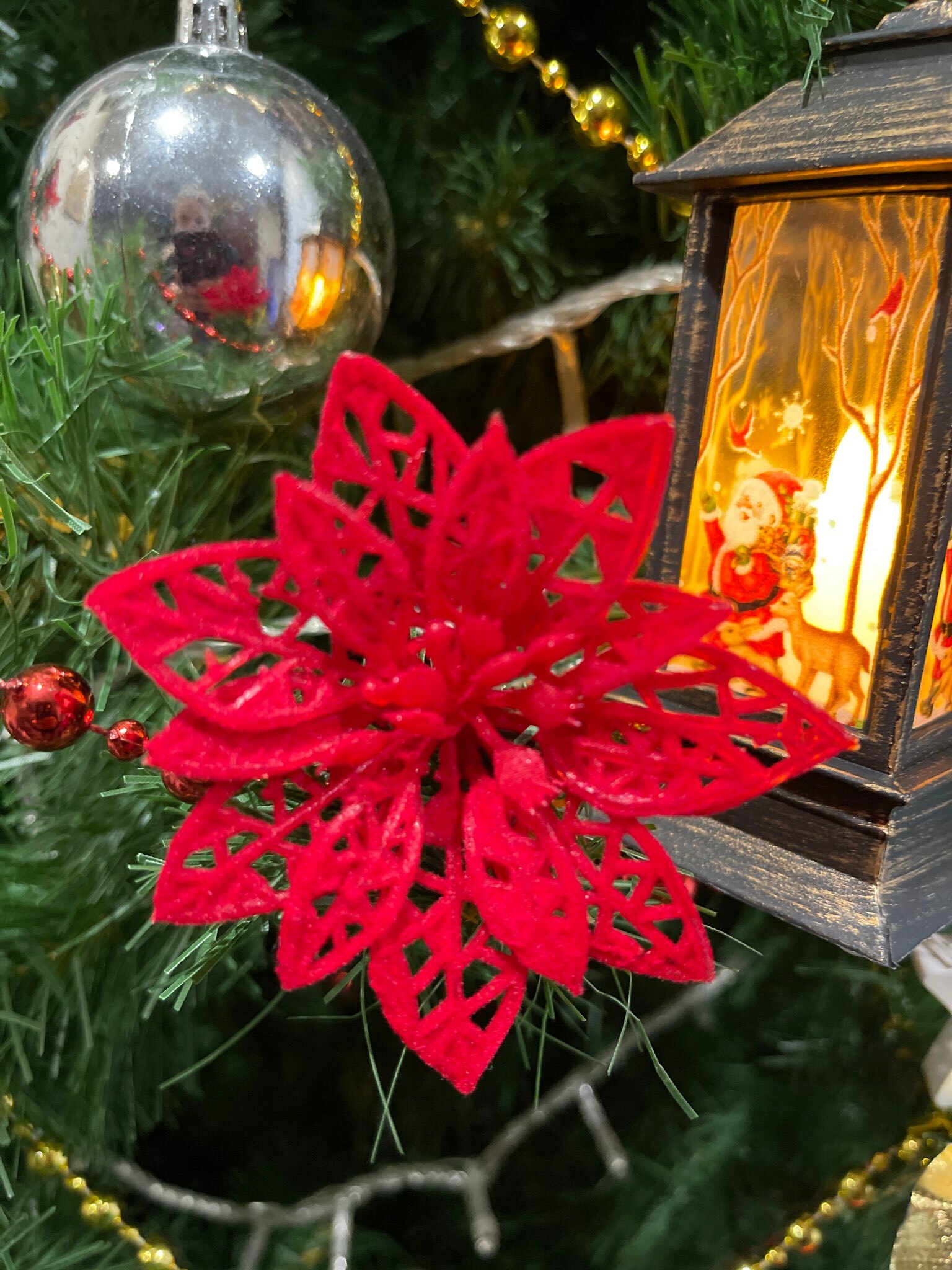 Фотография покупателя товара Ёлочные игрушки 6 шт. «Зимнее волшебство. Резной цветок» пластик, 7 см, красный - Фото 8