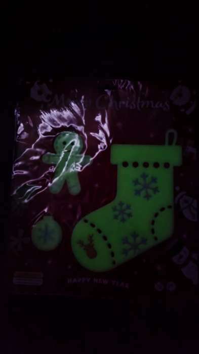 Фотография покупателя товара Наклейка фосфорная пластик "Рождественский носок и пряник" набор 3 шт 28,5х23,5 см - Фото 2