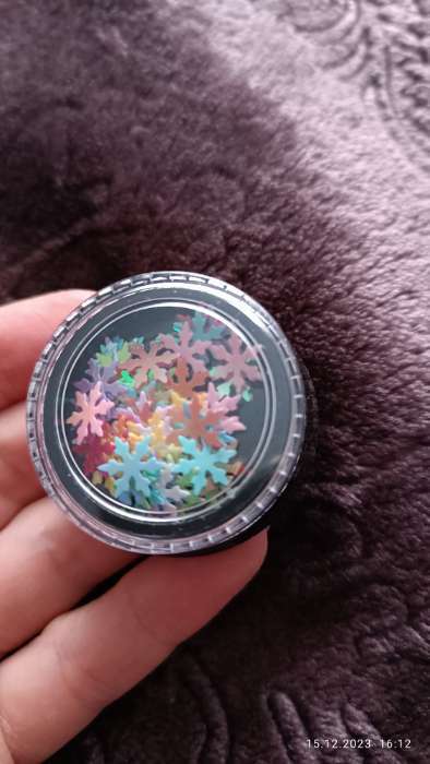 Фотография покупателя товара Пайетки для декора «Снежинки», голубые - Фото 3