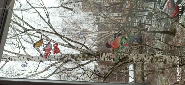 Фотография покупателя товара Интерьерные наклейки «Снегири», 21 х 29.7 см, Новый год - Фото 2