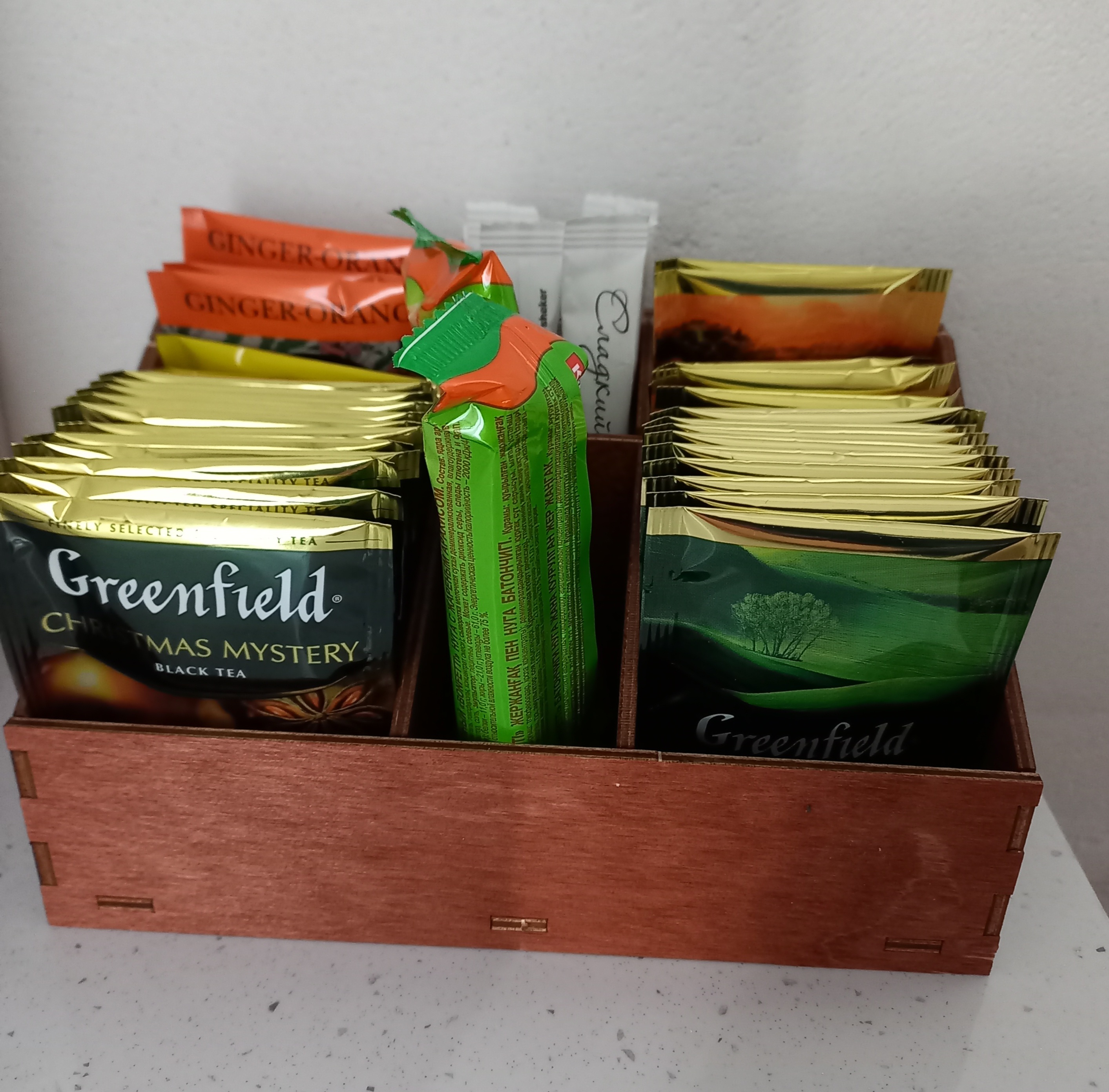 Фотография покупателя товара Органайзер деревянный для чая и кухонных принадлежностей Доляна, 17,2×10,4×8,8 см, цвет мокко