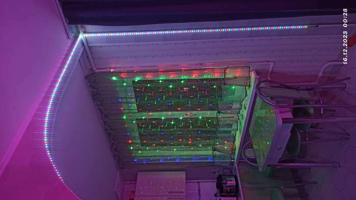 Фотография покупателя товара Гирлянда «Сеть» 1.6×1.6 м, IP20, прозрачная нить, 144 LED, 8 режимов, 220 В, свечение мульти, - Фото 2