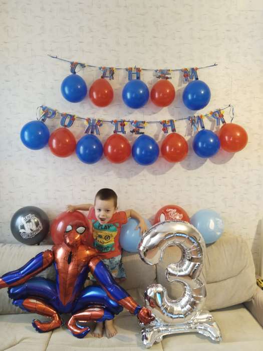 Фотография покупателя товара Гирлянда на ленте с воздушными шарами "С Днем Рождения!", длина 215 см, Человек-паук
