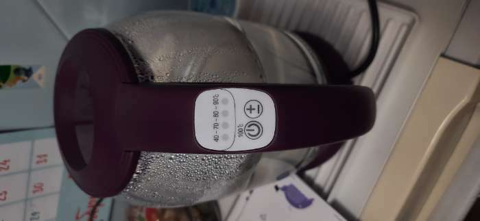 Фотография покупателя товара Чайник электрический Kitfort KT-640-5, стекло, 1.7 л, 2200 Вт, подсветка, фиолетовый - Фото 2