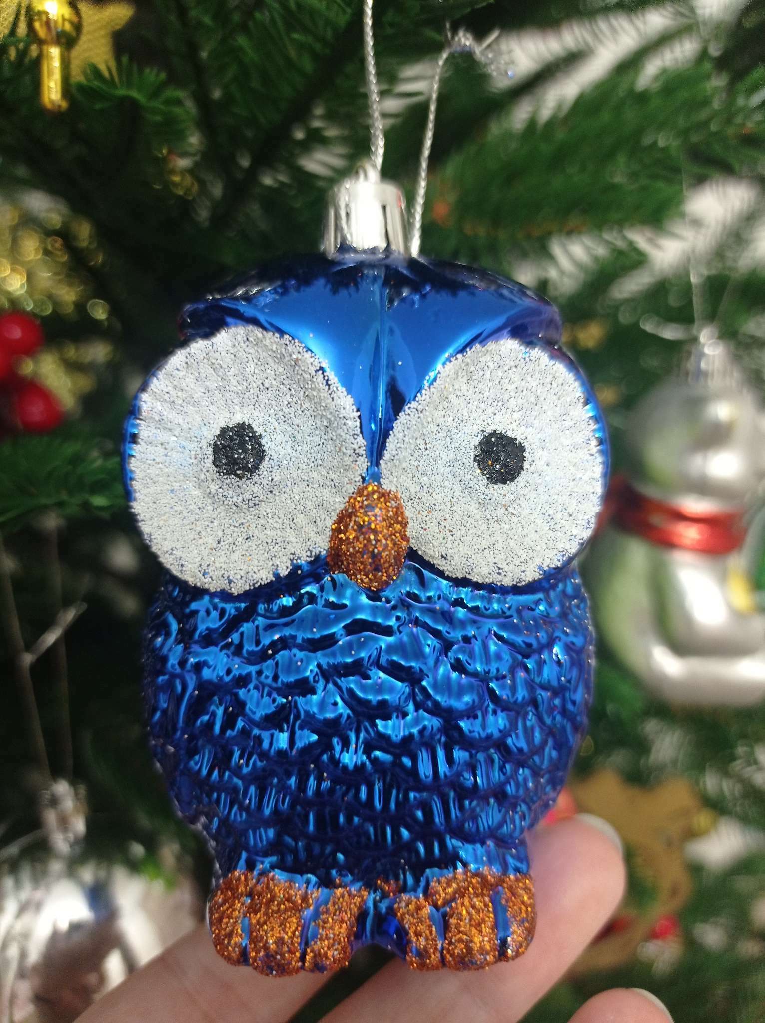 Фотография покупателя товара Ёлочные игрушки 3 шт. «Зимнее волшебство. Цветные совушки» пластик, 9 см, МИКС - Фото 3