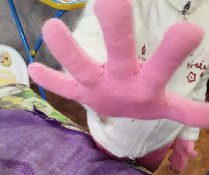 Фотография покупателя товара Перчатки одинарные для девочки, размер 14, цвет розовый 6с177 - Фото 4