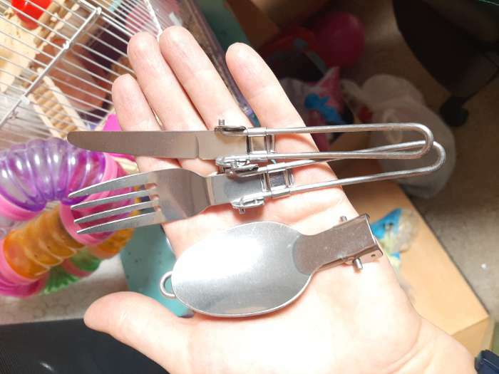 Фотография покупателя товара Набор складных туристических приборов Maclay: нож, вилка, ложка - Фото 1