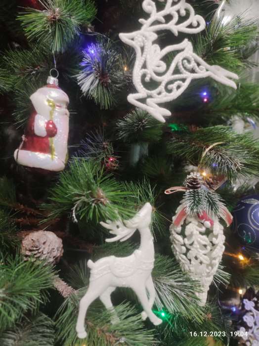 Фотография покупателя товара Ёлочные игрушки 2 шт. «Зимнее волшебство. Олень люкс» пластик, 11×11 см, белый - Фото 3
