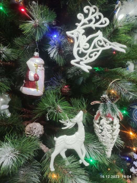 Фотография покупателя товара Ёлочные игрушки 2 шт. «Зимнее волшебство. Олень люкс» пластик, 11×11 см, белый - Фото 2
