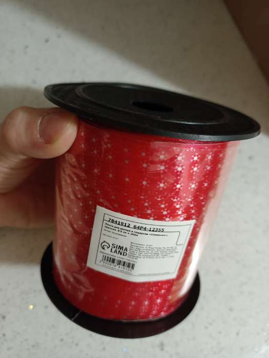 Фотография покупателя товара Лента для декора и подарков «Снежинки», красная, 0.5 см × 200м