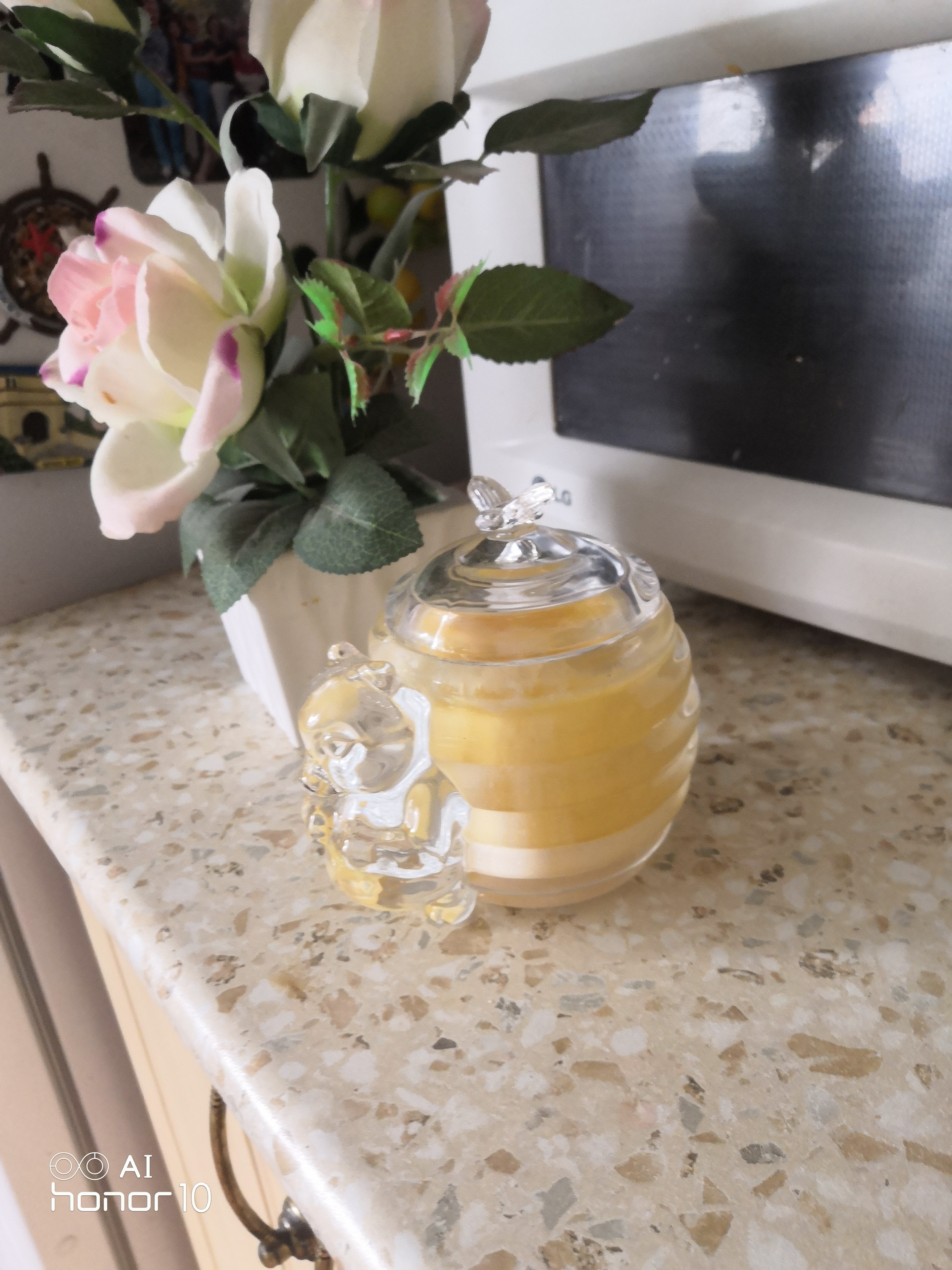 Фотография покупателя товара Баночка стеклянная для мёда и варенья «Медвежонок», 200 мл, 11,5×9,3 см