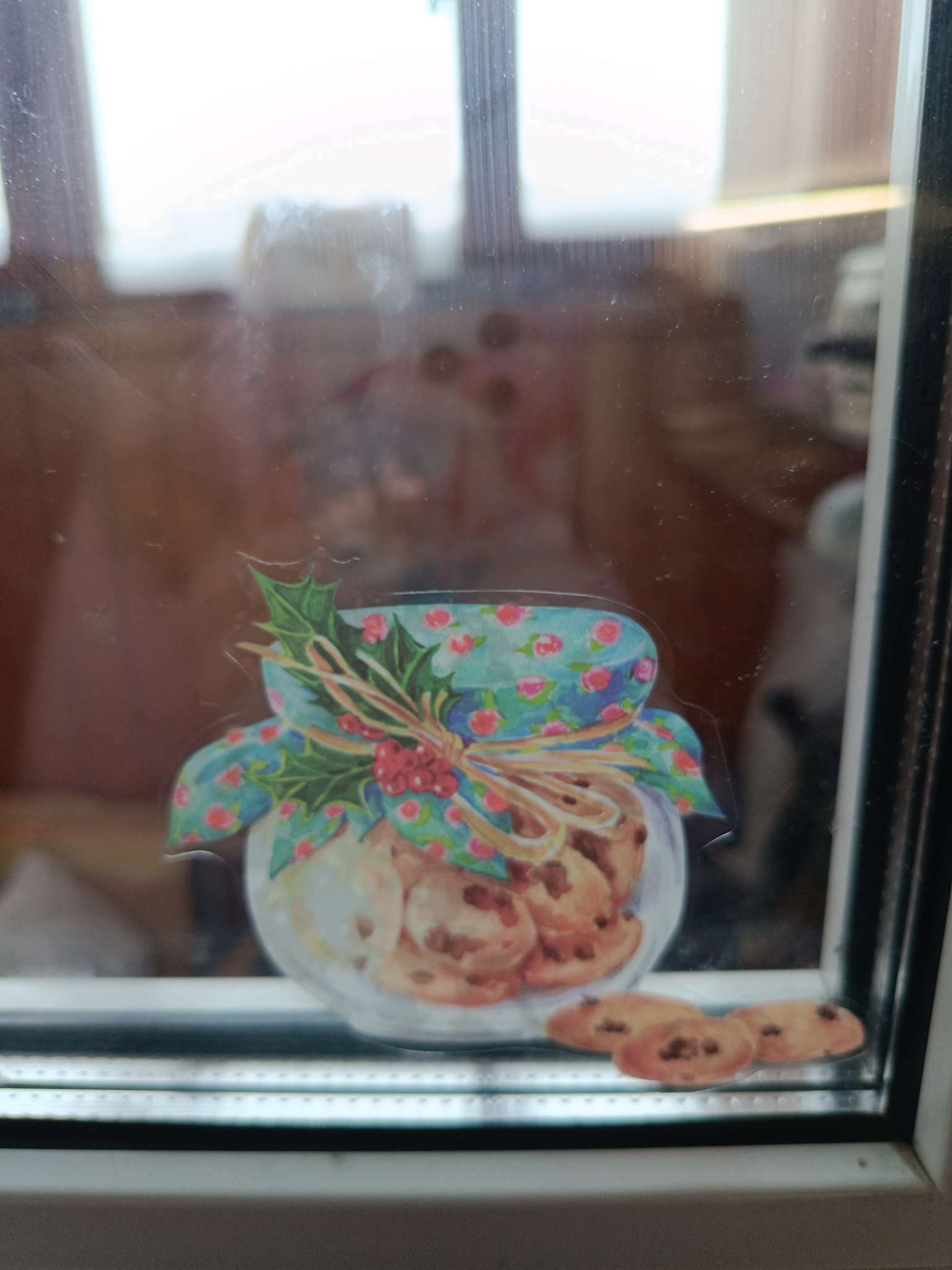 Фотография покупателя товара Наклейки на стекло «Новогодние сладости», многоразовые, 20 × 34 см - Фото 2