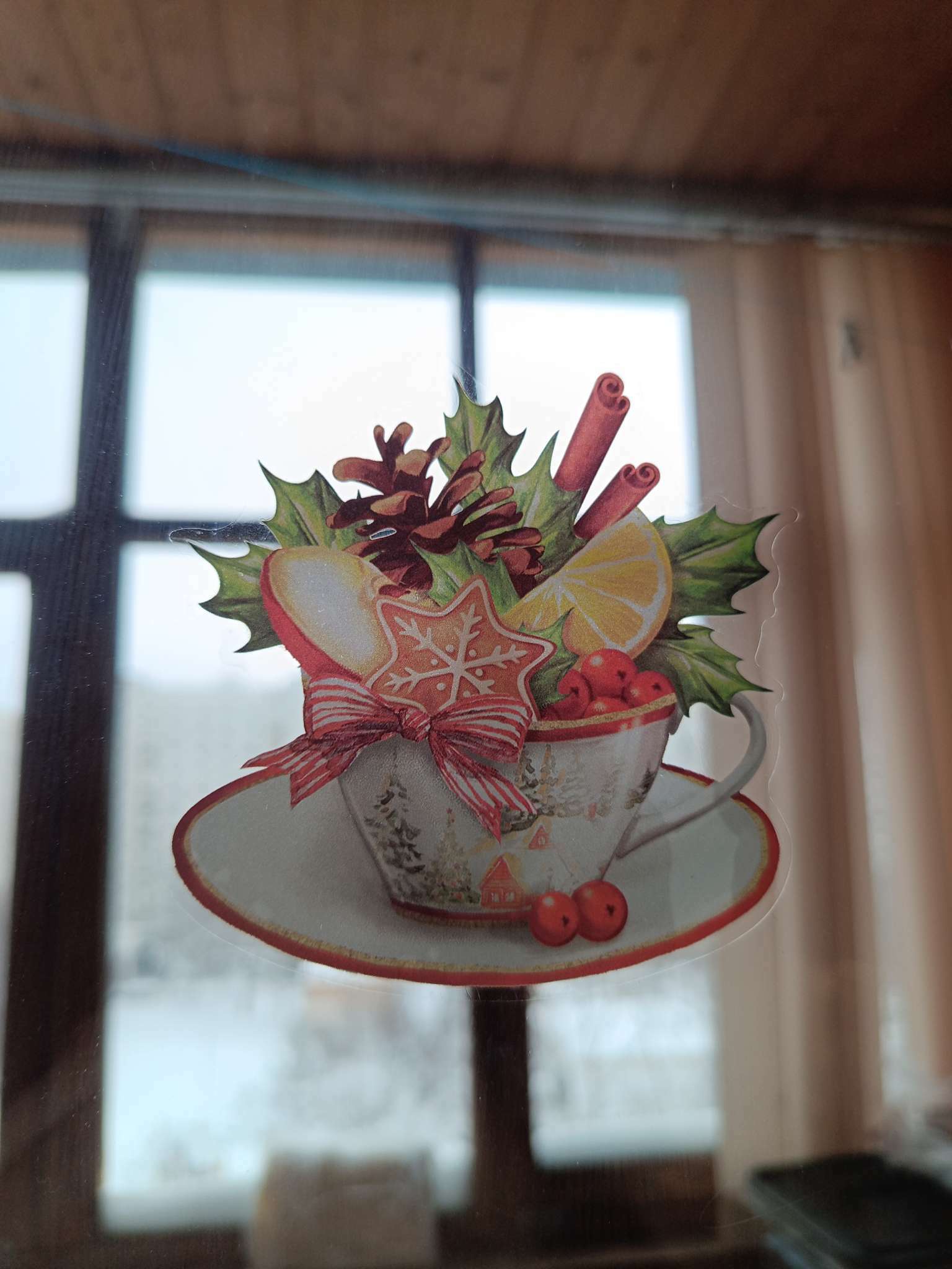 Фотография покупателя товара Наклейки на стекло «Новогодние сладости», многоразовые, 20 × 34 см - Фото 1