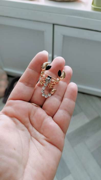 Фотография покупателя товара Брошь «Скорпион», белая в золоте - Фото 5