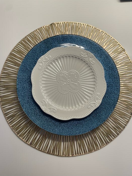 Фотография покупателя товара Тарелка стеклянная обеденная Magistro «Карамель. Синее серебро», d=27 см, цвет синий - Фото 1