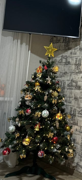 Фотография покупателя товара Ёлочные игрушки «Домик», шары новогодние, d=7 см, набор 6 шт., красный - Фото 1