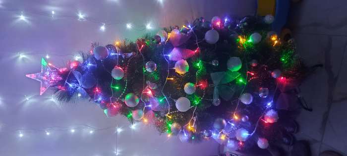 Фотография покупателя товара Гирлянда «Нить» 5 м, IP20, тёмная нить, 50 LED, свечение тёплое белое, 8 режимов, 220 В - Фото 39