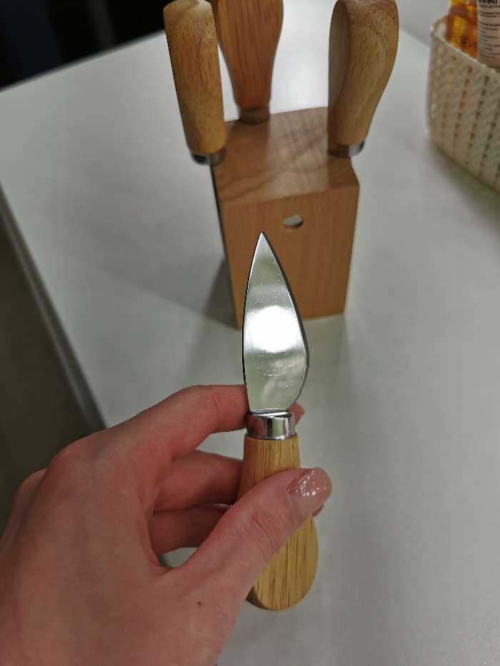 Фотография покупателя товара Набор ножей для подачи сыра, 4 шт, на магнитной подставке, бразильская гевея, 8,5х8,5х16,7 см, цвет бежевый - Фото 2