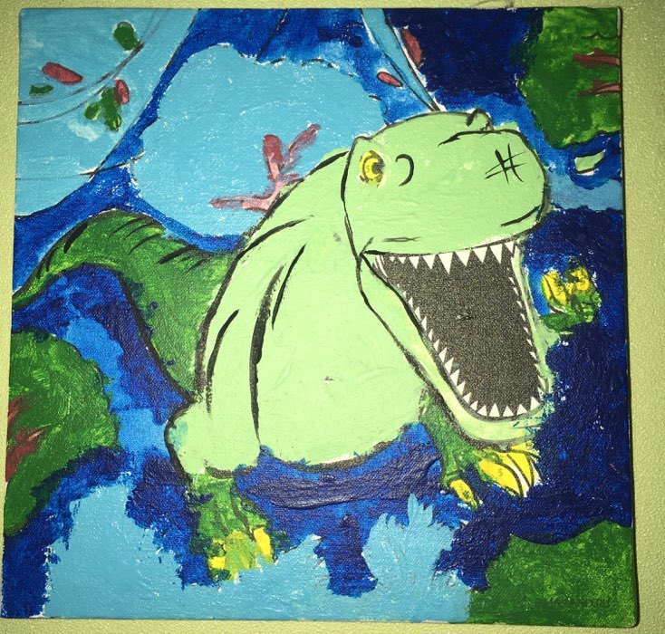 Фотография покупателя товара Картина по номерам «Динозавр в джунглях» 15×15 см - Фото 1