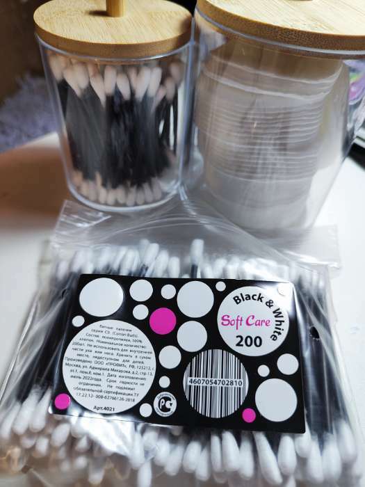 Фотография покупателя товара Ватные палочки Soft Care Black&White, пакет 200 шт.