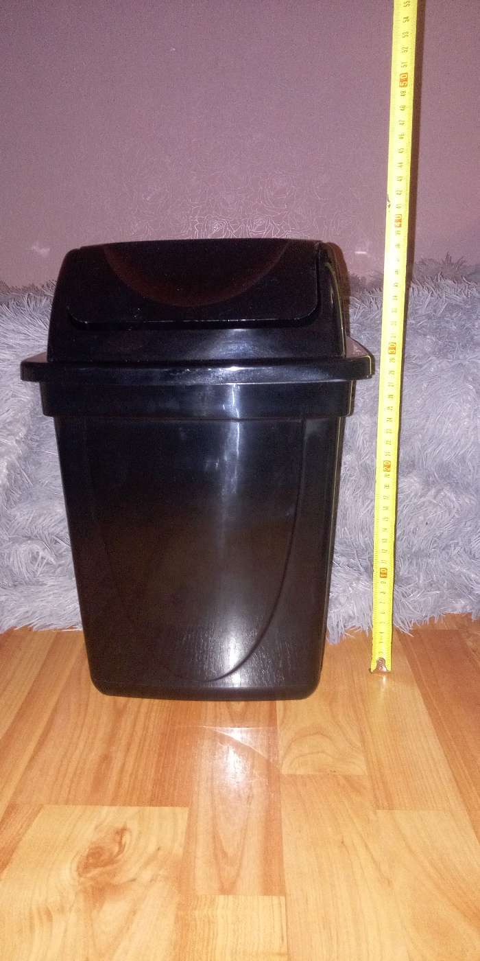 Фотография покупателя товара Корзина для бумаг и мусора Стамм, 12 литров, вращающаяся крышка, пластик, черная