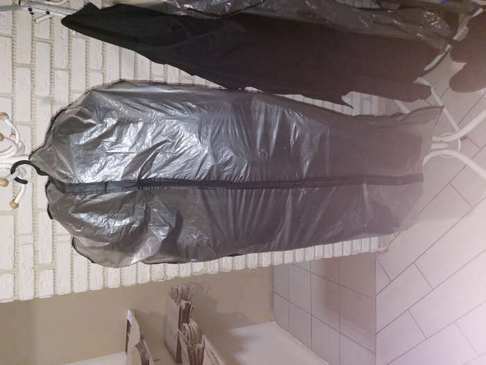 Фотография покупателя товара Чехол для одежды Доляна, 60×137 см, PEVA, цвет серый, прозрачный - Фото 2