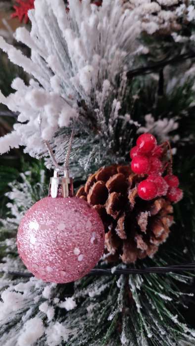 Фотография покупателя товара Ёлочные игрушки «Дженна», шары новогодние, набор 18 шт., d=4 см, розовый - Фото 2