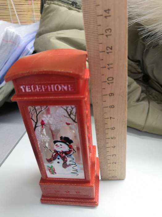 Фотография покупателя товара Светодиодная фигура «Телефонная будка со снеговиком» 5.3 × 12 × 5.3 см, пластик, батарейки AG13х3, свечение тёплое белое