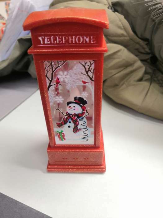 Фотография покупателя товара Светодиодная фигура «Телефонная будка со снеговиком» 5.3 × 12 × 5.3 см, пластик, батарейки AG13х3, свечение тёплое белое