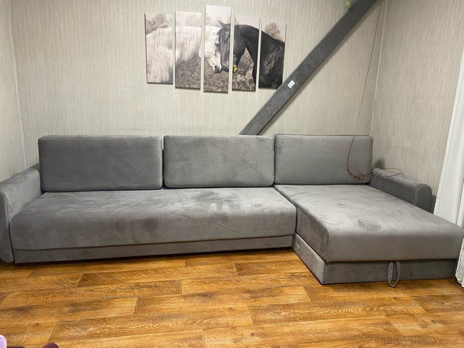 Фотография покупателя товара Угловой диван «Неаполь», механизм еврокнижка, правый угол, велюр, цвет графит - Фото 3