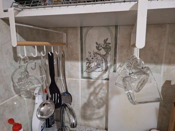 Фотография покупателя товара Держатель для кружек подвесной на 6 предметов Доляна, 30,5×15,5 см, цвет белый